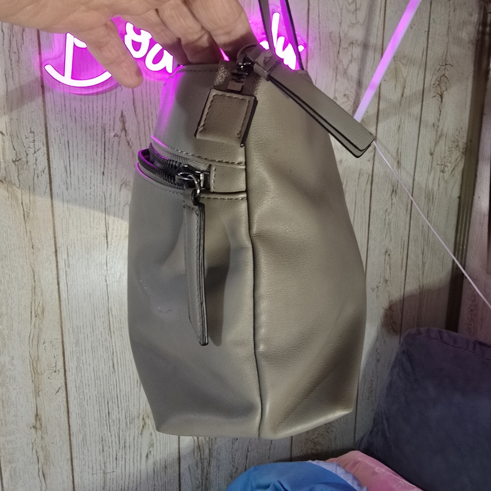 Simply Vera Vera Wang Taupe Tote Bag | Large Zip Shoulder Purse - Picture 2 of 11